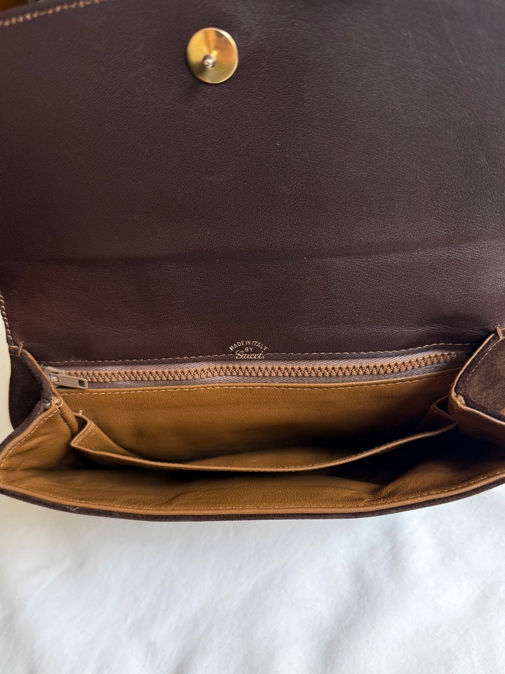 Vintage 1970s Gucci Rare Brown Suede Web Stripe Bag Quiet Luxury Crossbody - Picture 14 of 15